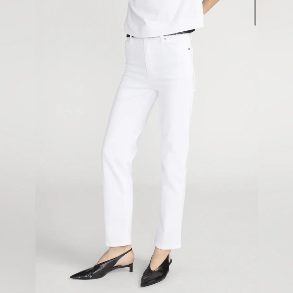 NEW FRAME Denim le sleek high rise straight leg jean, white 25 - Picture 3 of 12